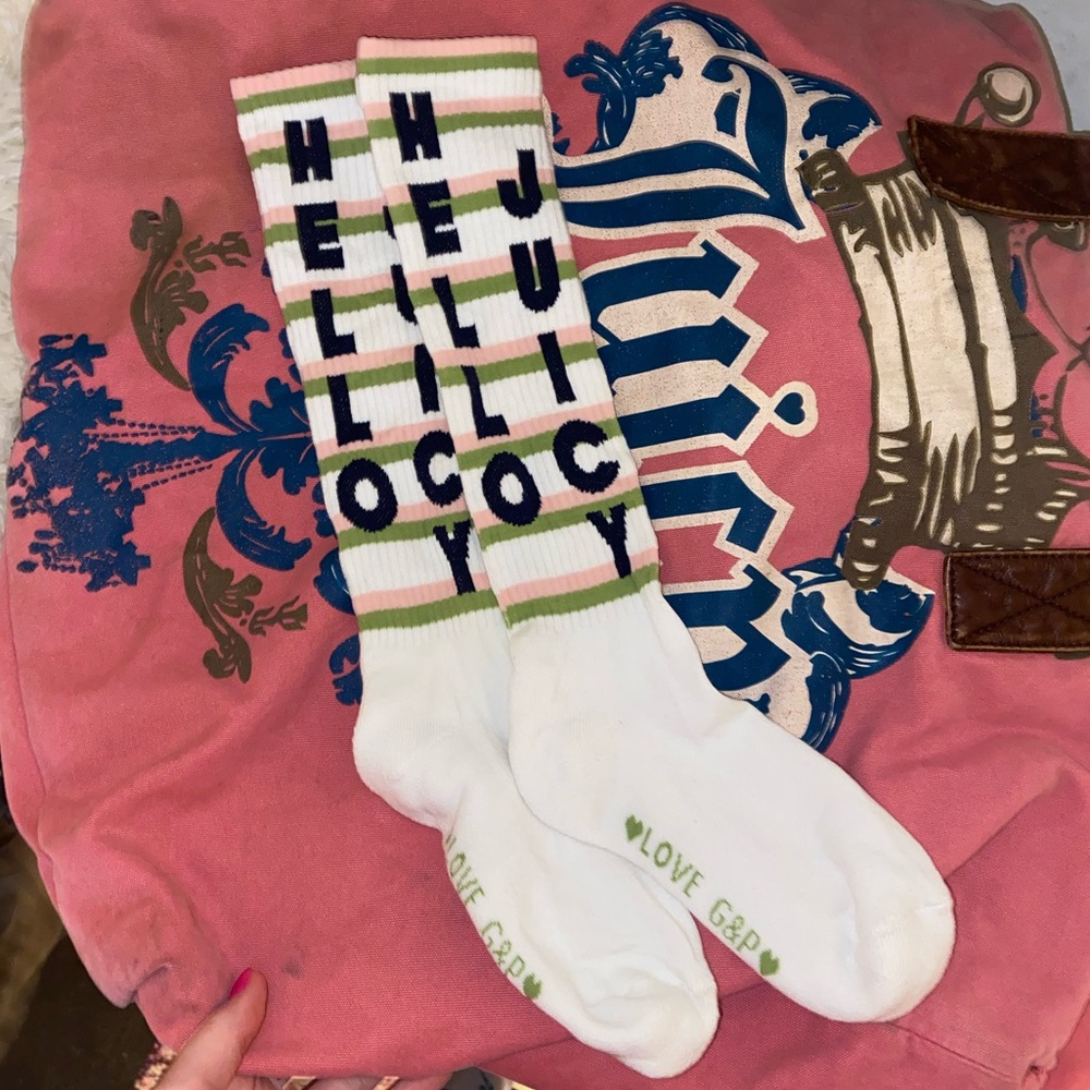 Vintage “Hello Juicy” Juicy Couture Striped High Socks 🎀 Adult Size